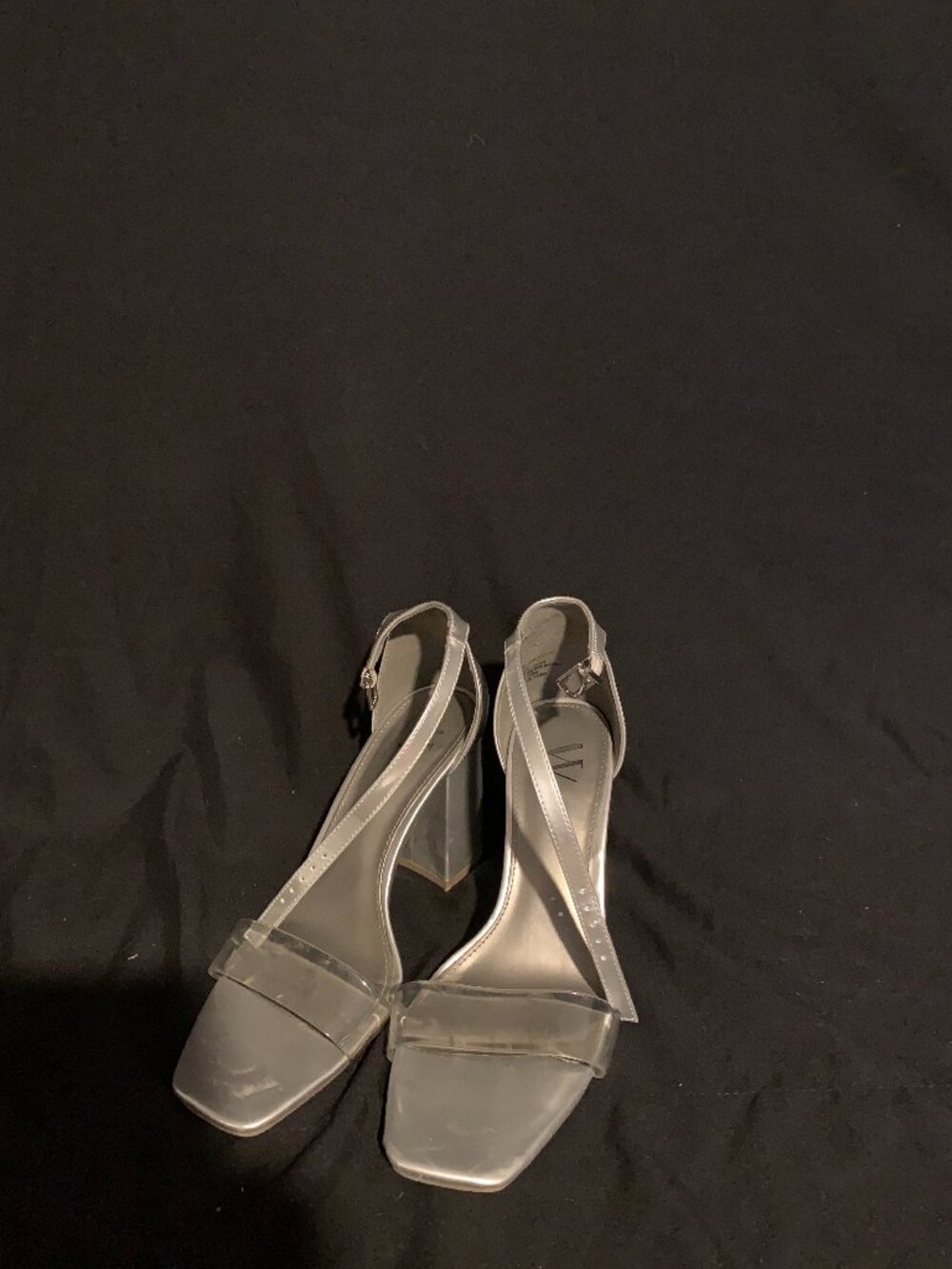 Clear Lucite Heels — Silver Insole Strappy Sandals